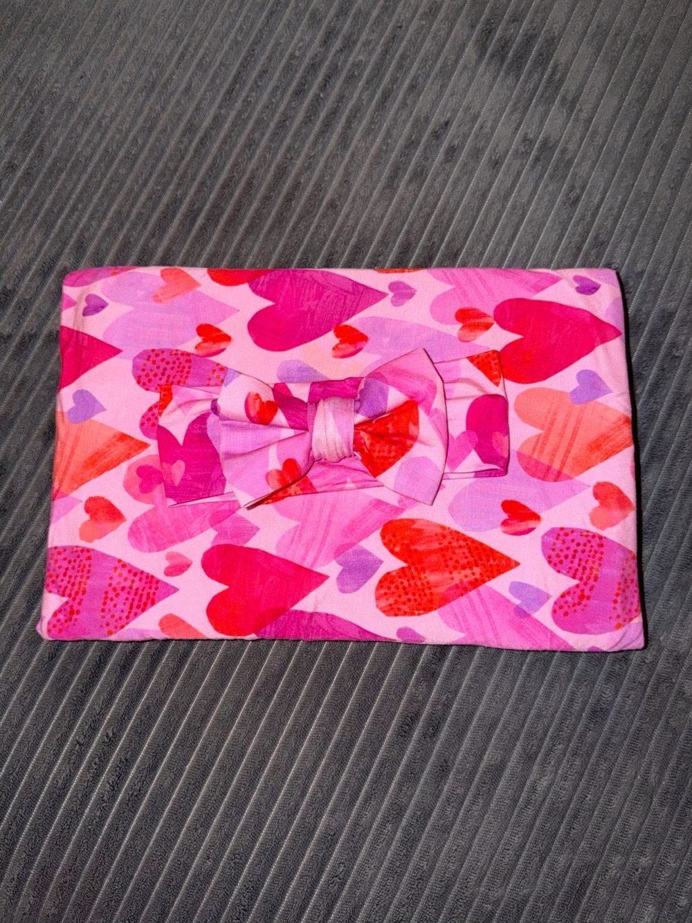 Little Sleepies Pink Hearts & Crafts Swaddle Blanket & Luxe Bow Headband, bamboo